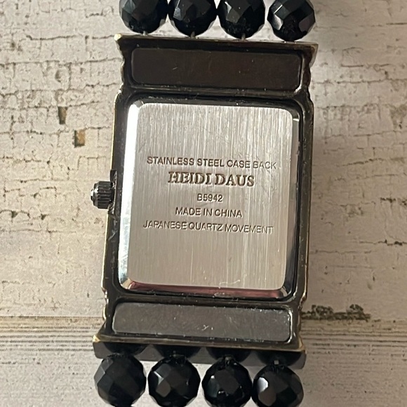 Sparkling Heidi Daus Black Beaded Crystal Watch. - Picture 6 of 11
